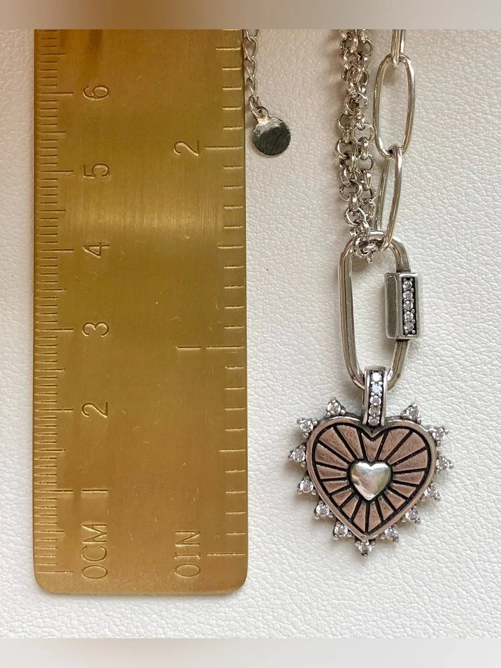 Silver Heart Pendant Necklace with Pearl Accent - Silver